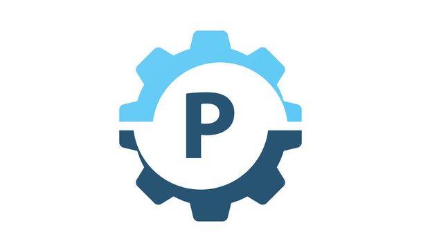 Logotipo da solução de engrenagem Inicial P
 - Vetor, Imagem