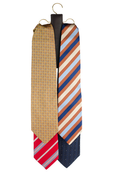 Leather tie hanger with ties - Foto, Imagen