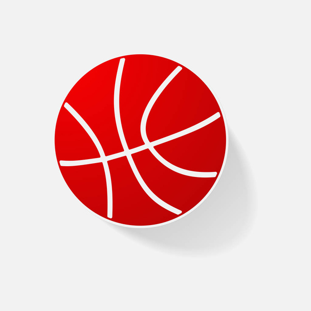 Sticker paper products realistic element design illustration basketball - Vector, Image