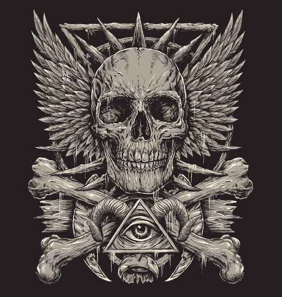 Diseño de cráneo inspirado en Heavy Metal
 - Vector, imagen