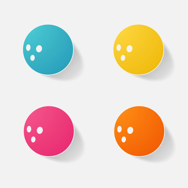 Sticker papier producten realistische element ontwerp illustratie bowling - Vector, afbeelding