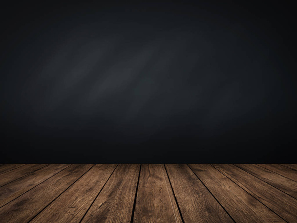 quadro negro em branco no chão de madeira
 - Foto, Imagem