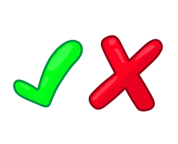 Right and wrong check mark signs - Vector, Image