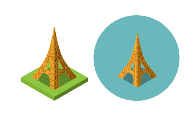 Eiffelova věž ikony v ploché izometrický styl, vektorové - Vektor, obrázek