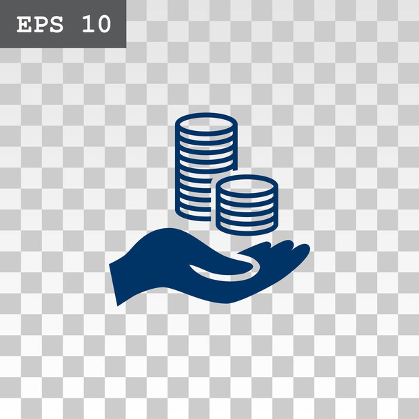 money coins in hand icon - Vector, afbeelding