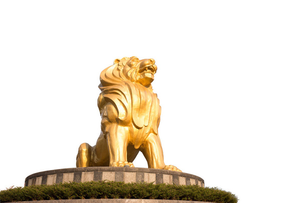 απομονωμένη χρυσό λιοντάρι γλυπτική - Φωτογραφία, εικόνα