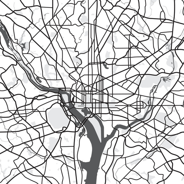ブラック - ワシントンの白いベクトル マップ.  - ベクター画像