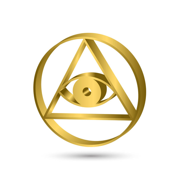 All-seeing eye. The symbol of Freemasonry Gold. - Vector, Image