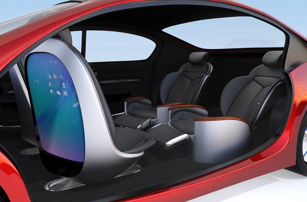 Раскладка сидений для деловых встреч в автономном автомобиле
 - Фото, изображение