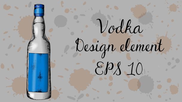 Vector hand drawn illustration of vodka bottle. Vintage style - Vektor, obrázek