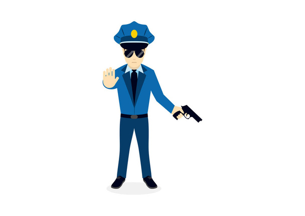 Policial com um vetor de ícone de arma - Vetor, Imagem