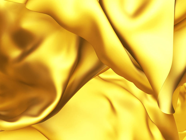 波と黄金のシルク生地 - 写真・画像