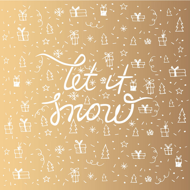 christmas card with let it snow  - Vector, Imagen