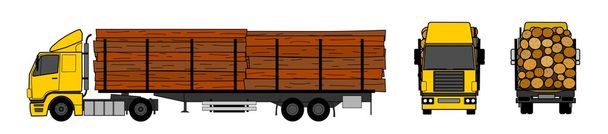 Transporte de madera en camión
 - Vector, imagen