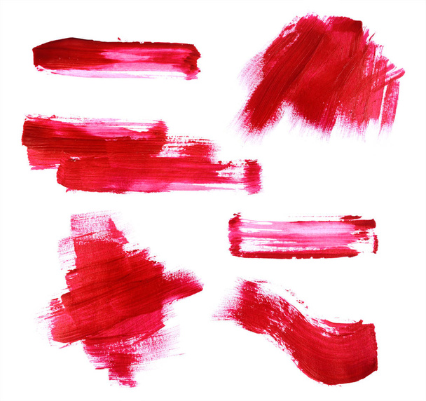 Set of red paint strokes  - Fotó, kép