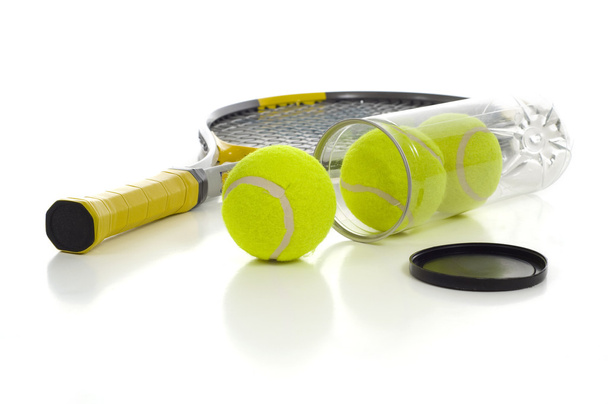 Tennis Balls and Racket - 写真・画像