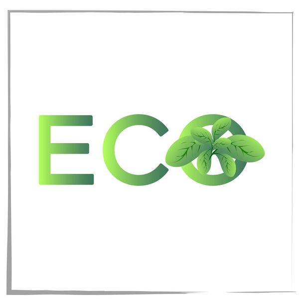 креативный зеленый экологический логотип
 - Вектор,изображение