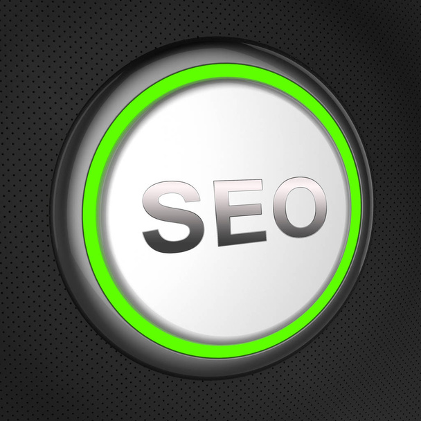 SEO knop betekent Search Engine Optimization 3d illustratie - Foto, afbeelding