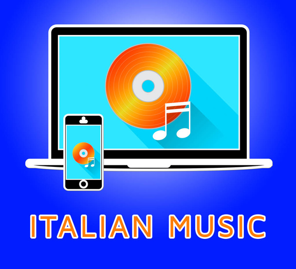Muzyka Włoska wskazuje ścieżki dźwiękowej ilustracji 3d - Zdjęcie, obraz