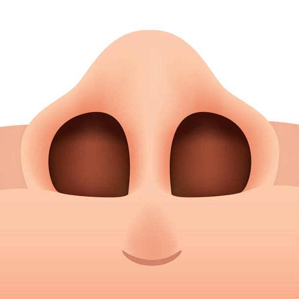 Close-up illustration of a human nose seen from below. Ideal for biology and anatomy materials - Wektor, obraz