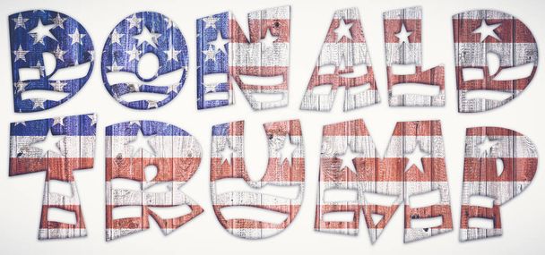ヴィンテージのアメリカ国旗のドナルド トランプ テキスト - 写真・画像