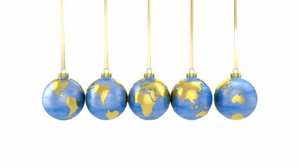Cuna Newton hecha de bolas de Navidad en forma de globo
 - Imágenes, Vídeo