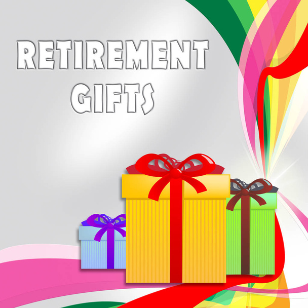 Emeklilik hediyeler gösterir emekli sunar 3d çizim - Fotoğraf, Görsel