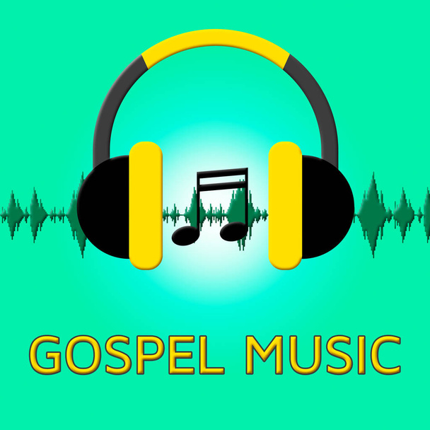 Muzyki gospel pokazuje chrześcijańskiej nauki 3d ilustracja - Zdjęcie, obraz