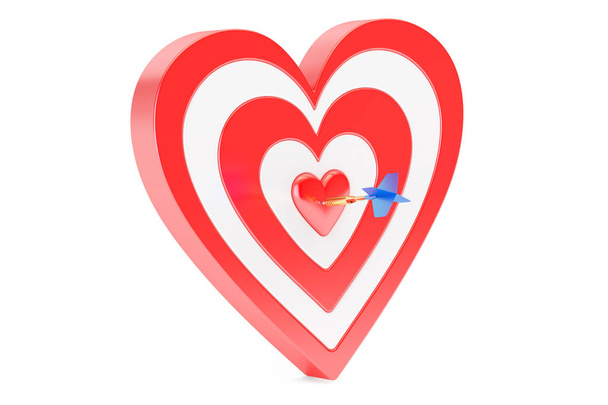 Heart target with arrow, 3D rendering - Foto, afbeelding