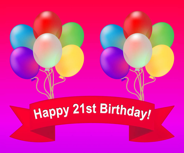 Feliz Vigésimo Primer Cumpleaños Celebración Ilustración 3d
 - Foto, Imagen