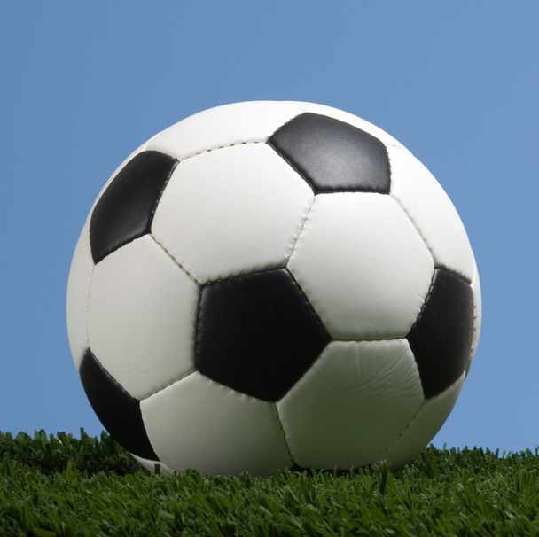 Football - Soccer ball against blue sky - Fotó, kép