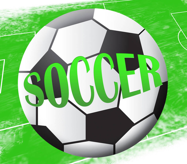 Μπάλα ποδοσφαίρου δείχνει ποδοσφαίρου μπάλες 3d απεικόνιση - Φωτογραφία, εικόνα