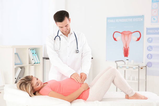 Gynecology consultation. Pregnant woman   with her doctor in clinic - Foto, afbeelding