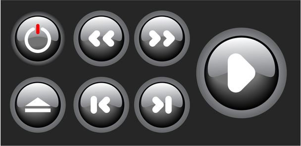 Black glossy icon set - Vector, imagen