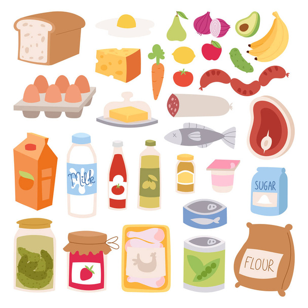 Everyday food vector illustration. - Vettoriali, immagini