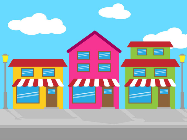 Street üzletei mutatja a kiskereskedelmi értékesítés 3D-s illusztráció - Fotó, kép