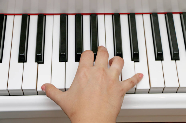 Она играет на фортепиано, cllose-up фортепиано, белой и черной клавиатуре
 - Фото, изображение