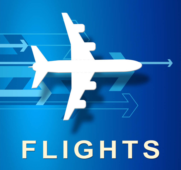 Flights Plane Overseas Vacation Or Holiday 3d Illustration - Zdjęcie, obraz