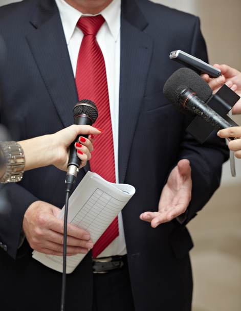 Üzleti ülésén konferencia újságírás mikrofonok - Fotó, kép