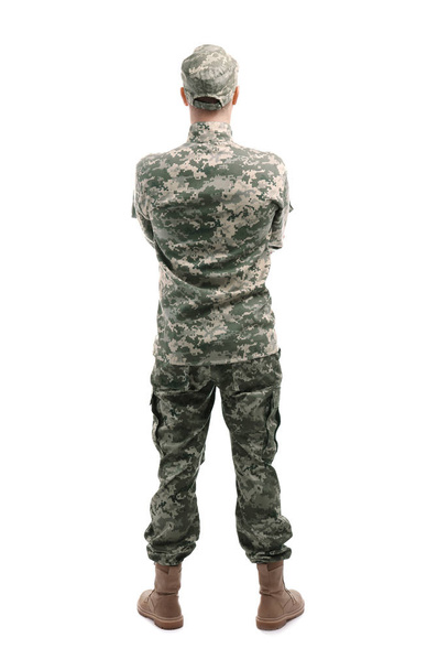 Soldier in camouflage on white   - Φωτογραφία, εικόνα