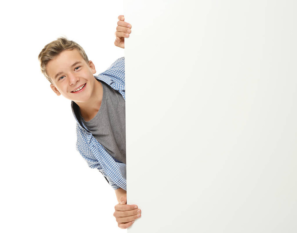 Emotional teenager with poster - Zdjęcie, obraz
