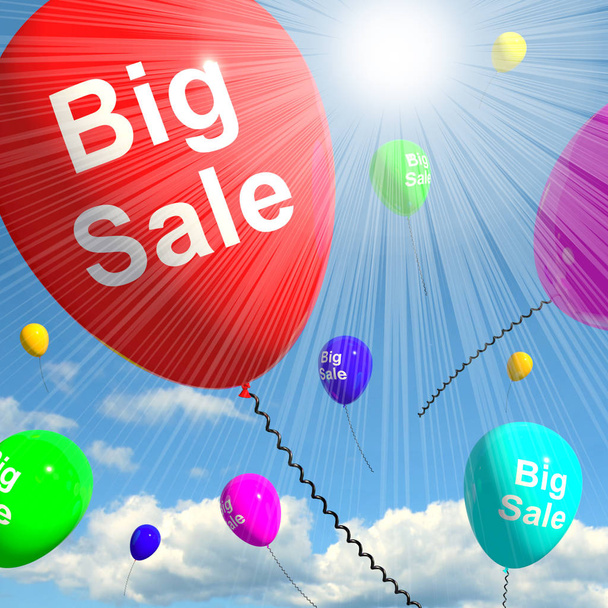 Grote verkoop ballonnen In Sky 3D-Rendering - Foto, afbeelding