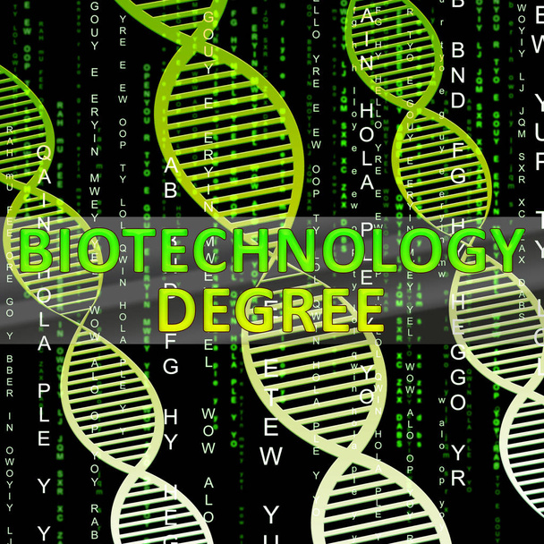 Степень биотехнологии показывает квалификацию биотехнологии 3d Иллюстрация
 - Фото, изображение