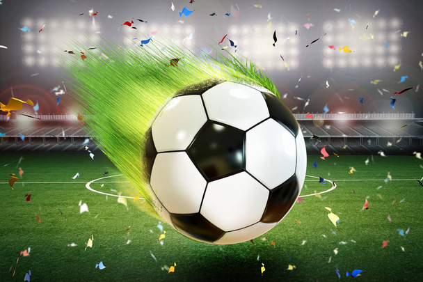Futbol topu hareket hattı ile - Fotoğraf, Görsel