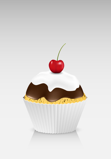 Cupcake and cherry - Vector, imagen