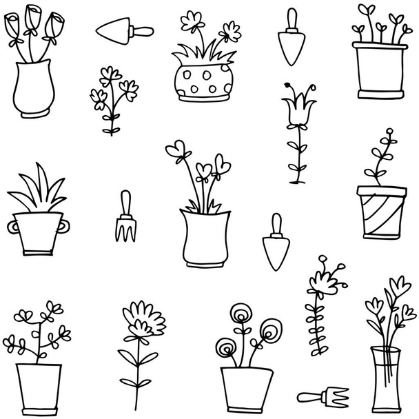Item tuin voorjaar van doodles - Vector, afbeelding