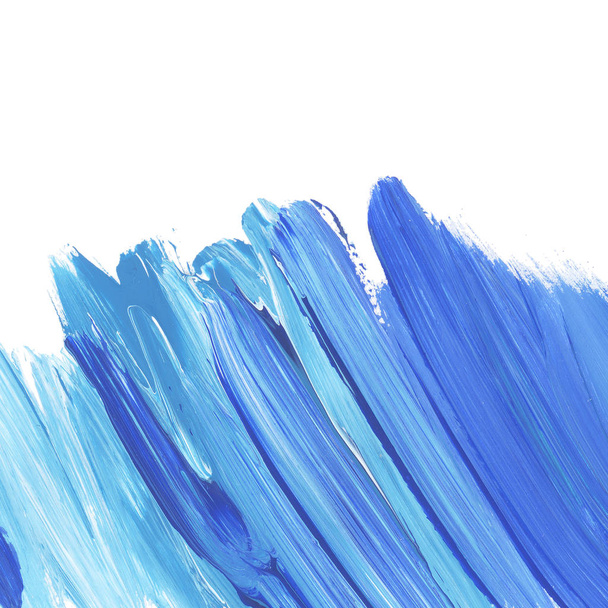 背景の深い青色の鮮やかなブラシ ストローク。ペイントが描かれた il を手します。 - 写真・画像