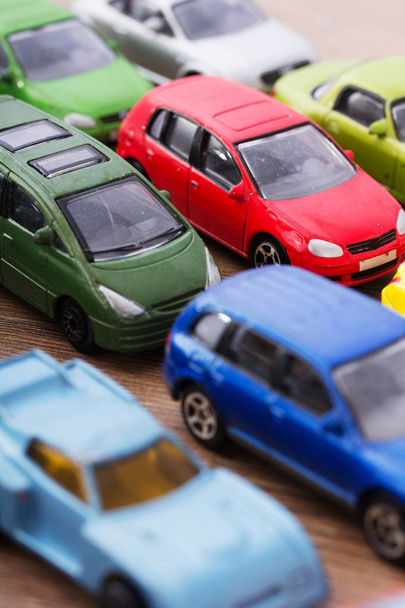 Close up of colorful toy cars. Shallow DOF. - Photo, Image