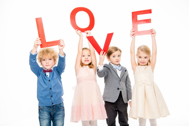 Kids holding word love  - Photo, Image