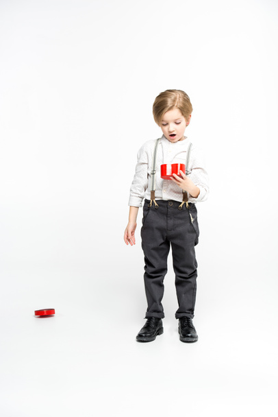 Boy with present box - Foto, Imagen